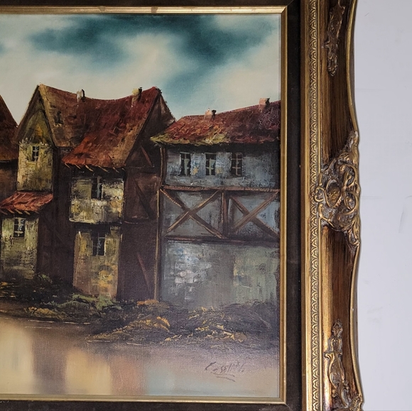 VINTAGE OIL ON CANVAS PAINTING SIGNED BY ITALIAN ARTIST CASALITTI 27X31 " FRAMED - Picture 4 of 12